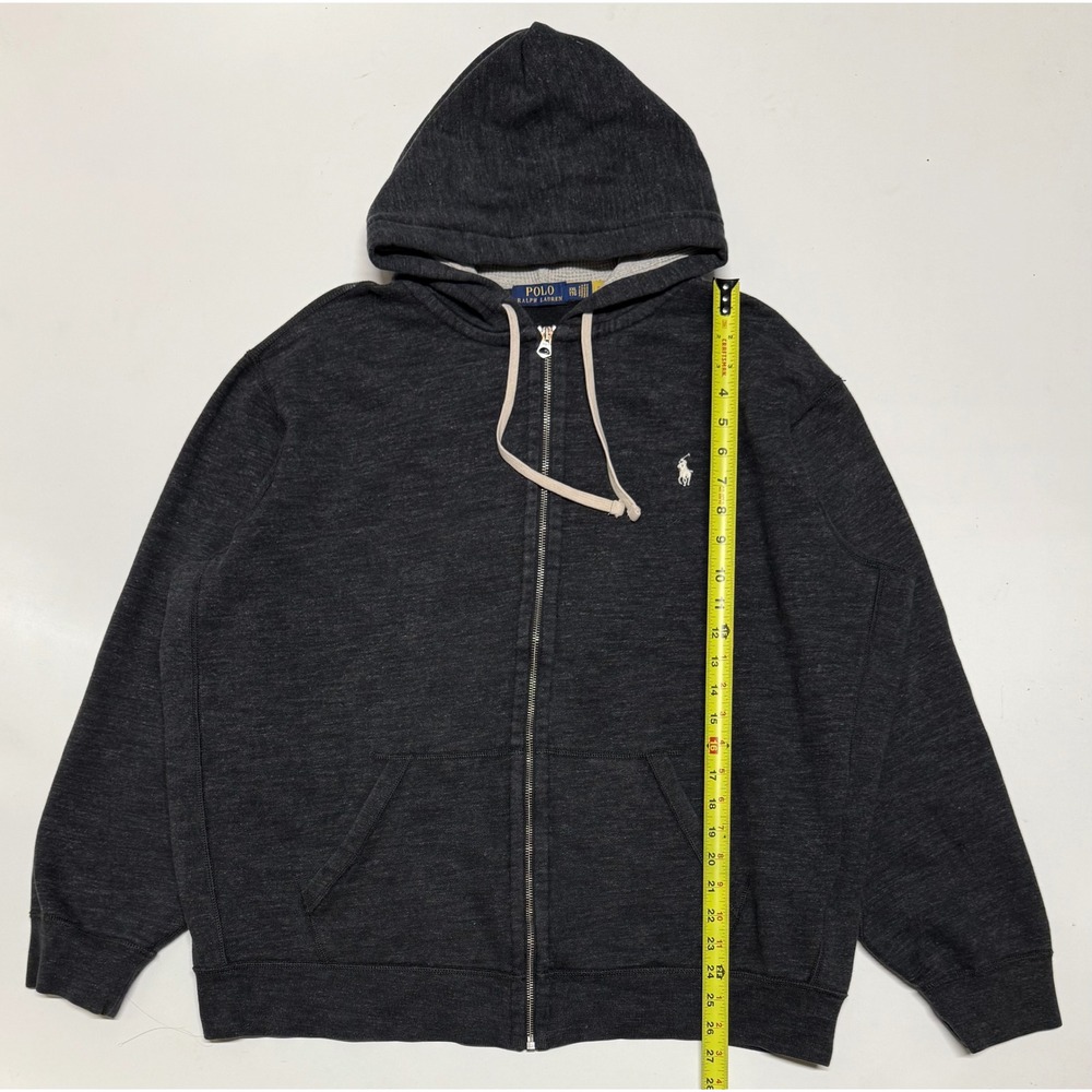 Polo Ralph Lauren Mens XXL Charcoal Heather Grey Full Zip Waffle Lined Hoodie